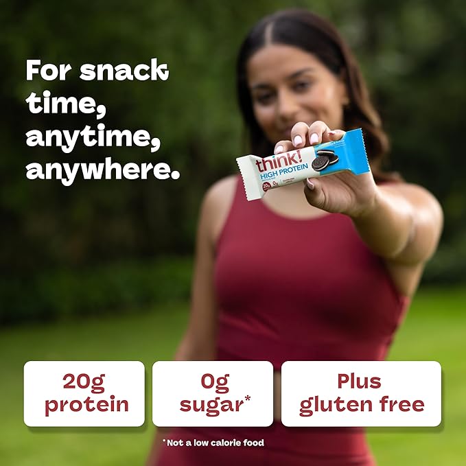 think! Protein Bars High Protein Snacks Gluten Free Kosher Friendly Cookies and Crème Nutrition Bars 2.1 Oz per Bar 10 Count (Packaging May Vary)
