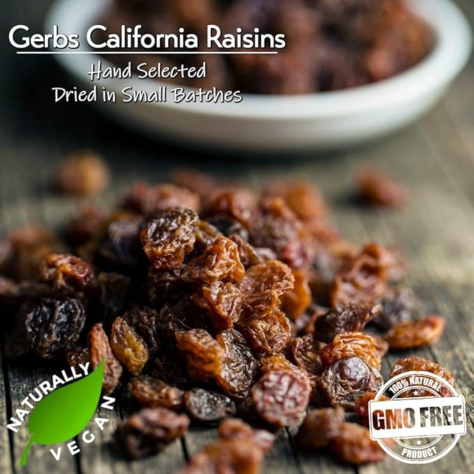 Gerbs Dried Raisins 4 lbs. | Unsulfured No Artificial Additives Resealable Bag | Naturally Sweet &amp Plump | Top 14 Allergen-Free