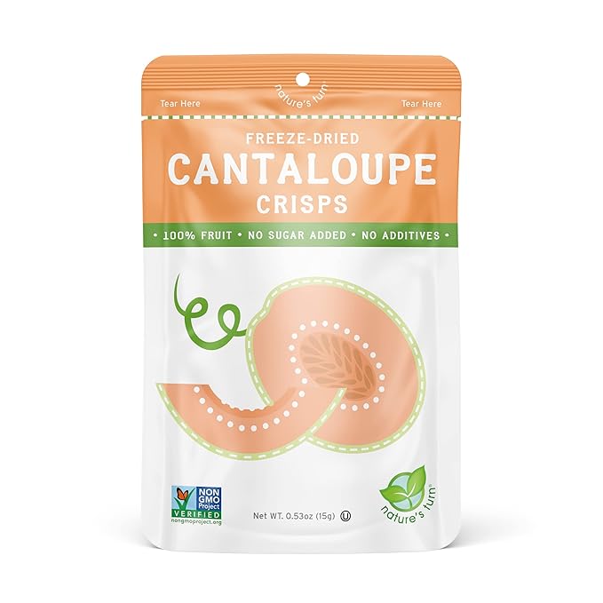 Nature's Turn Freeze-Dried Fruit Snacks Cantaloupe and Pear Crisps Pack of 24 (0.53 oz Each)