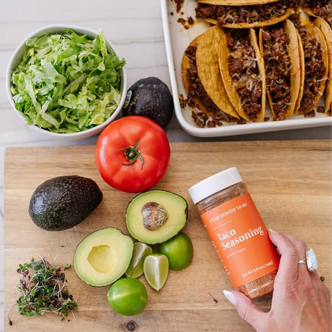 Clean Monday Meals Taco Seasoning Mix | Gluten Free Dairy Free Non-GMO Herb Blend for Pasta Roasts Sauces &amp Meal Prep | Mediterranean Herbs &amp Garlic | Clean Label Spice Mix