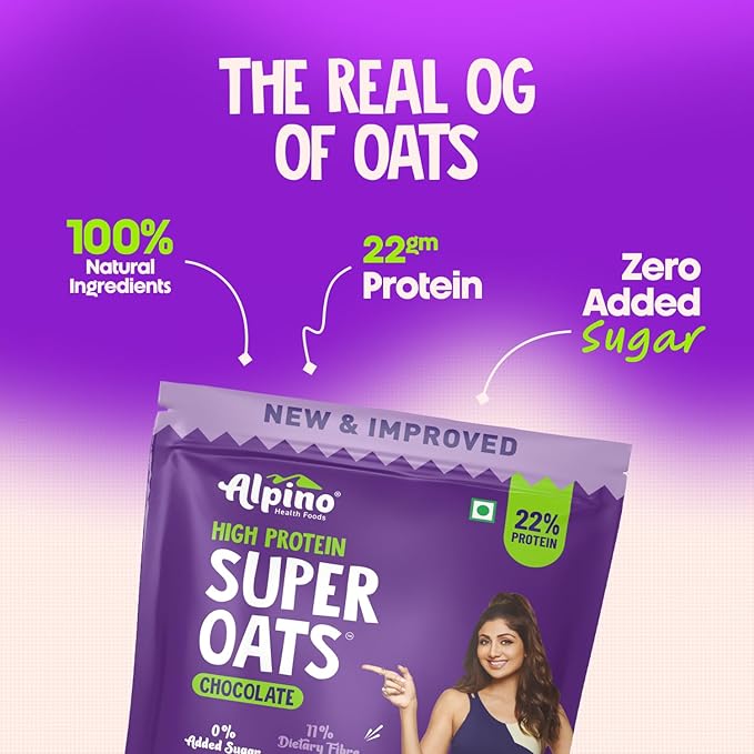 ALPINO Peanut Butter Super Oats Chocolate | 21% High Protein | Made with Rolled Oats Chocolate Peanut Butter &amp Cocoa | No Added Sugar &amp Salt | Gluten-Free | Vegan (35.2 oz)