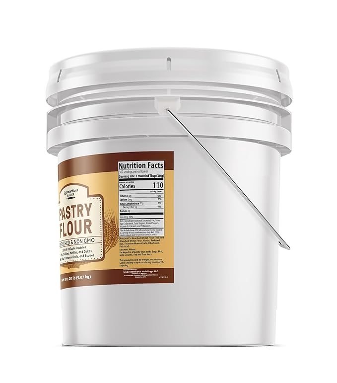 Unpretentious Pastry Flour Non-GMO Great For Flaky Pastries Pies Muffins Biscuits (20 Pound)