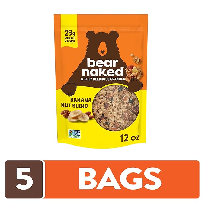 Bear Naked Granola Cereal Whole Grain Granola Breakfast Snacks Banana Nut Blend (5 Bags)