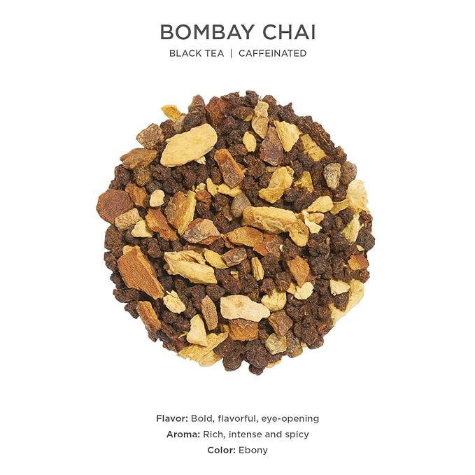 Tea Forte Bombay Chai Premium Loose Leaf Caffeinated Black Tea Blend Canister Makes 35-50 Cups
