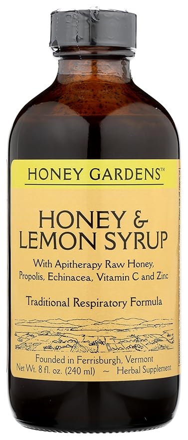 ZAND Lemon and Honey Syrup with 170 mg of Vitamin C and 3 mg of Zinc Apitherapy Formula Includes Raw Honey Organic Apple Cider Vinegar Echinacea Blend Rose Hips and More 8 FL. OZ. 48 Servings