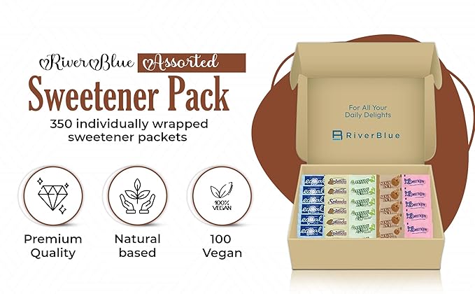 Assorted Sugar and Sweetener Packets for Home Office &amp Travel 350 Pack