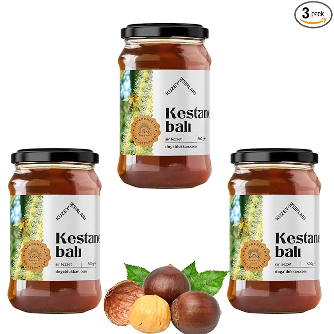 Natural Giresun Highlands Chestnut Honey Organic Additive-Free Authentic Turkish Product (500g/17.6 fl oz) - PACK OF 3