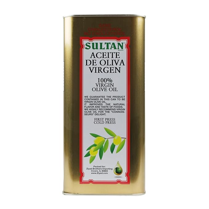 Sultan Premium Virgin Olive Oil – First Cold-Pressed Rich Fruity Flavor – Ideal for Salads Sautéeing Dips – Imported from Turkey – 128 FL. OZ