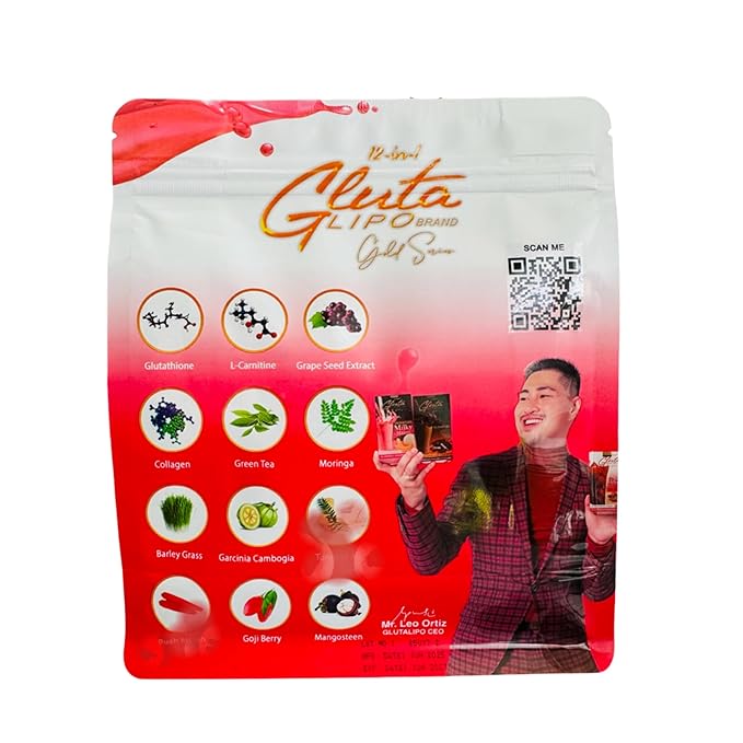 12-in-1 Glutalipo Gold Series Red Iced Tea 10 Sachets (Pack of 2)