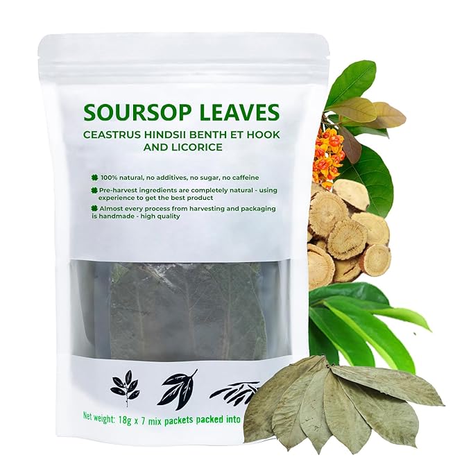 Soursop Leaf Tea with Licorice Root &amp Celastrus Hindsii Re-Steep Whole Leaf 5.22oz Refreshing &amp Sweet Re-Steep Natural Herbal Tea Blend No Sugar Added