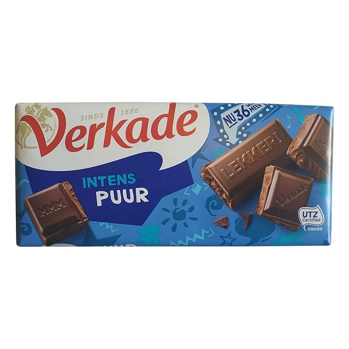 Verkade Dark Chocolate Bar 3.91 Ounce Delicious Gourmet Chocolate with Intense Flavor