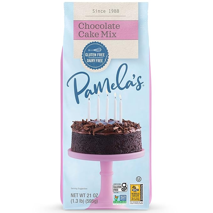 Pamela's Chocolate Cake Mix Kosher Gluten Free &amp Non-GMO 21 Ounce (Pack of 12)