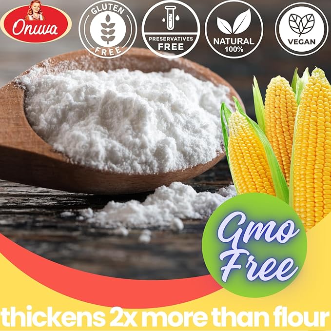 Onuva's Corn Starch (55 lbs 25 kg) - Gluten Free - Vegan - Thickener For Sauces Soup &amp Gravy