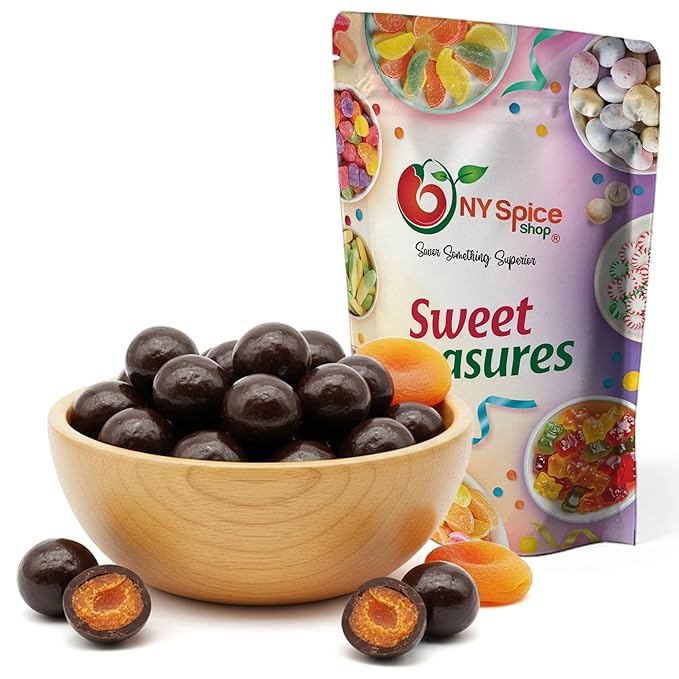 NY Spice Shop Dark Chocolate Apricots - 2 Pound Bulk Sweet &amp Crunchy Chocolate Snack - Chocolates Apricot Treats for Festive Parties Dessert Topping Celebration Tables &amp Gifts