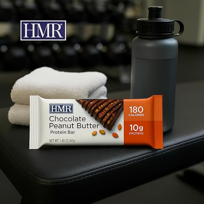 HMR Chocolate Peanut Butter Protein Bar | Nutritious Snack to Support Weight Maintenance | Low Calorie Dessert | 10g of Protein | 24 Count