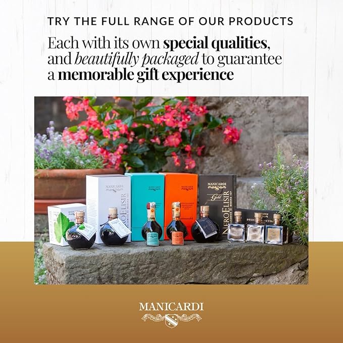 MANICARDI Set of 3 Condiments with Balsamic Vinegar of Modena PGI - Selected with Three Different Degrees of Density - Made in Italy 100 ml Each