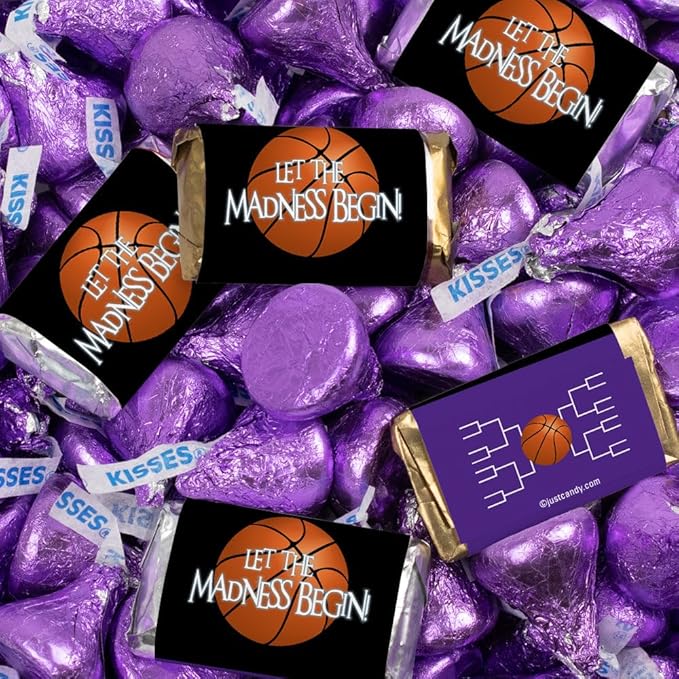 124 Pcs Purple Basketball Party Candy Favors Chocolate Mix Let the Madness Begin (1.52 lbs Approx. 124 Pcs)