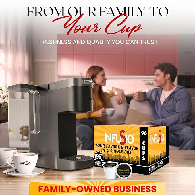 InfuSio Coffee Pods – 96 Count Viennese Roast (Dark Roast Coffee) Single Serve Coffee Pods for Keurig K Cup® Brewers Compatible with Keurig 2.0 Brewers