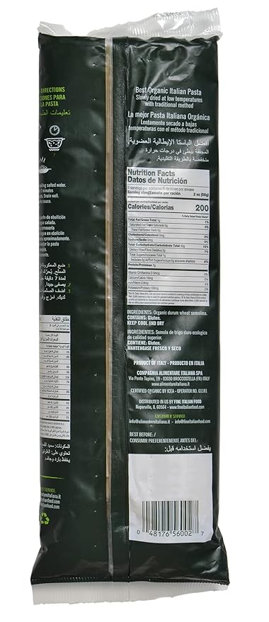 Mantova Organic Linguine Pasta 1 lb (Pack of 6) - Non-GMO Authentic Italian Imported Pasta