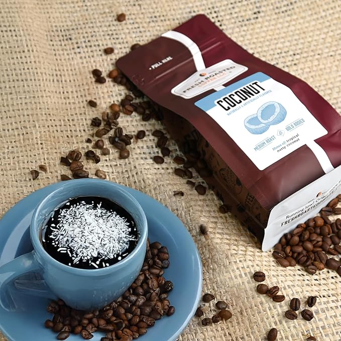 Fresh Roasted Coffee Coconut Flavored Coffee 5 lb (80 oz) Medium Roast Kosher Ground