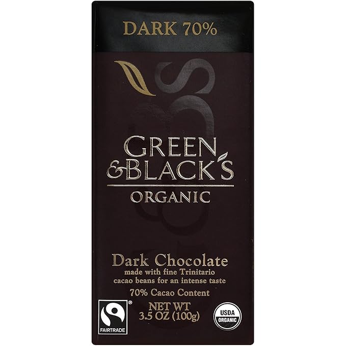 Green &amp Black's Organic 70% Dark Chocolate Candy Bars 3.5 Ounce (Pack of 6)