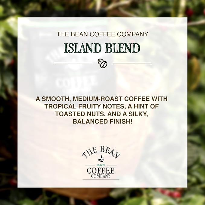The Bean Organic Coffee Company Island Blend Medium Roast Whole Bean Coffee 16-Ounce Bag