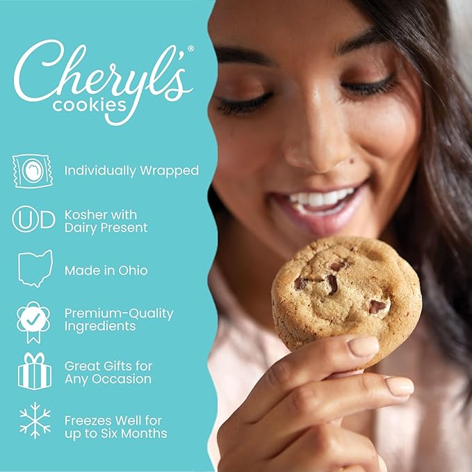 Cheryl's Cookies® Chocolate Chip Cookie Gift Box w/12 Soft &amp Chewy Chocolate Chip Cookies Individually Wrapped in Gift Box Kosher For Any Occasion Family Friends Loved Ones Coworkers