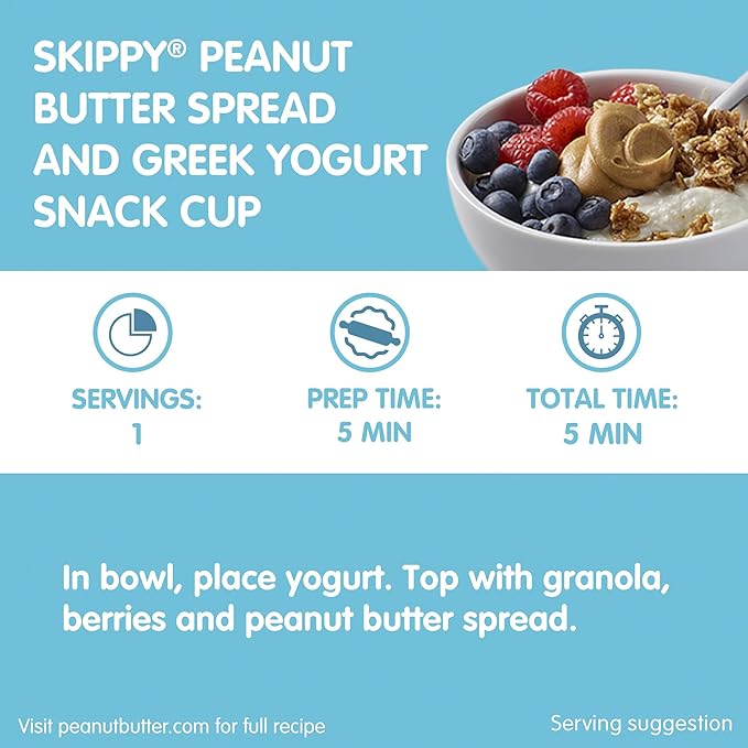 SKIPPY Natural Creamy 1/3 Less Sodium &amp Sugar Peanut Butter Spread 15 oz Jars (Pack of 12)– Gluten-Free 7g Protein per Serving