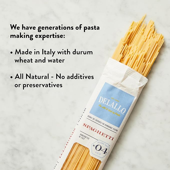DeLallo Spaghetti Pasta 1 Pound Bag 8 Pack Classic Style Imported from Italy Cooks in 9 Minutes Homemade Recipe Non-GMO