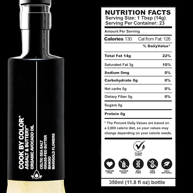 Flavored Cold Pressed Avocado Oil for Cooking Organic Avocado Oil Cooking Oil for Keto Vegan Kosher No Sodium GMO MSG or Additives Frying Oil 350 mL 11.8 Fl Oz Assalt &amp Buttery Flavor