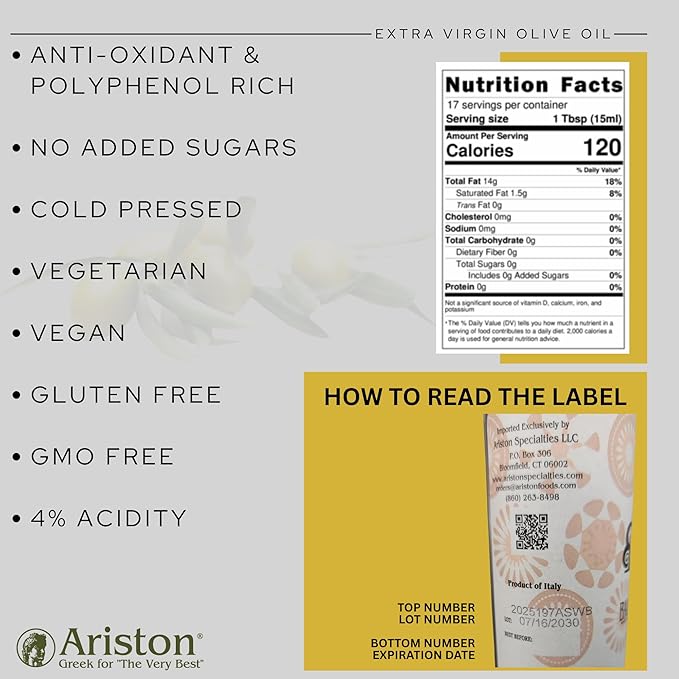 Ariston The Very Best Extra Virgin Olive Oil | Anti-Oxidant Rich Cold Pressed Premium Quality | Product of Greece (250ml) 8.45 fl oz Rosemary