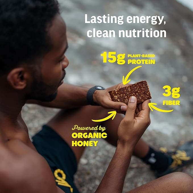 Kate’s Real Food Organic Protein Bars – (Peanut Butter Brownie 2.2 oz Pack of 12) – Plant Based Protein Bars - Gluten Free Soy Free Non GMO Whole Grains and All Natural