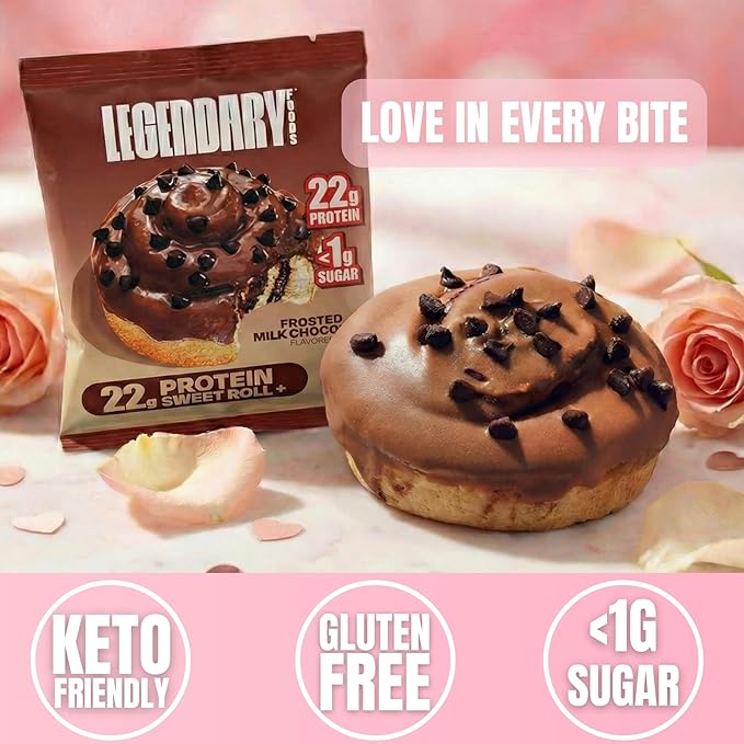 Legendary Foods Cinnamon Roll 22g Protein Bars – Gluten-Free Low Carb Meal Option – Sweet Zero Sugar Snack Keto-Friendly – 10-Pack High Protein Pre- or Post-Workout Nutrition Bars - Milk Chocolate
