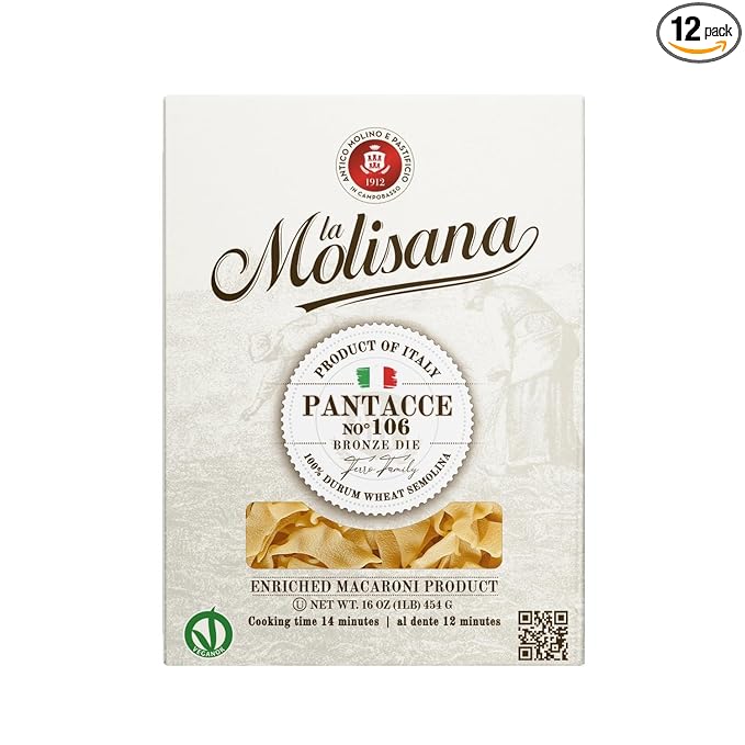La Molisana Authentic Italian Pasta | 100% Imported Durum Wheat Semolina | Grano Decorticato a Pietra | Premium Quality (1.1lbs each) (Pantacce Toscane 12pk)