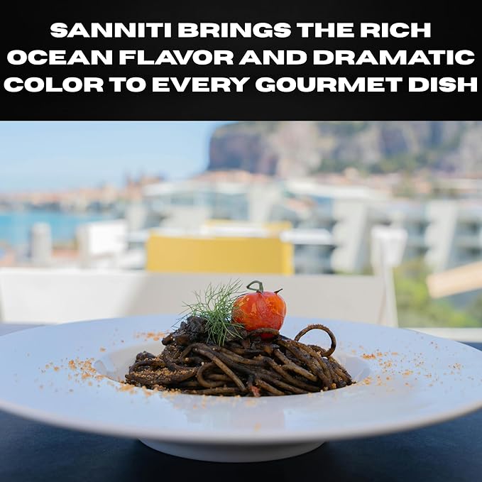 Sanniti Nero di Seppia Spaghetti 500g | Premium Italian Squid Ink Pasta | Rich Gourmet Flavor | Crafted in Italy (Pack of 4)