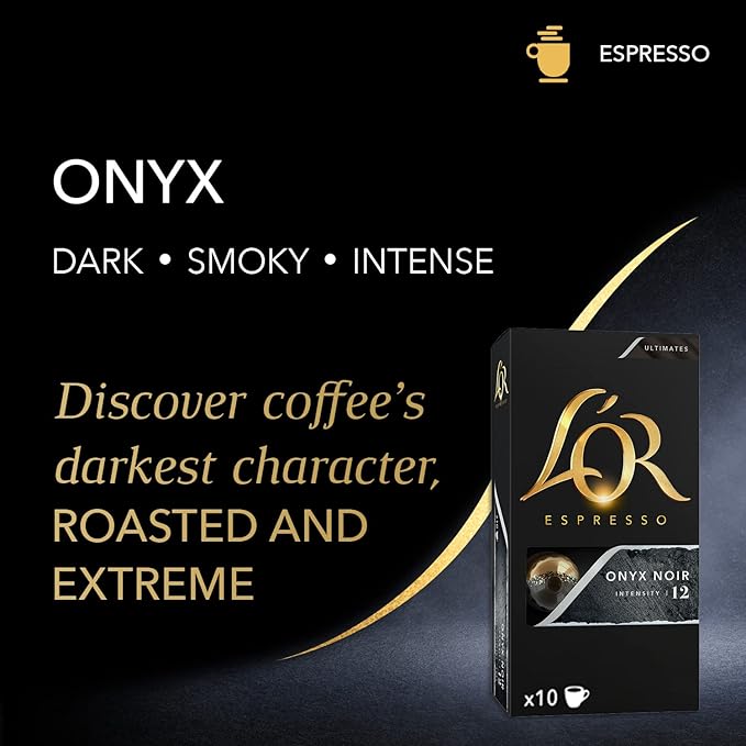 L'OR Espresso Capsules 50 Count Onyx Single-Serve Aluminum Coffee Capsules Compatible with the L'OR BARISTA System &amp *Nespresso Original Machines 50 Count (Pack of 5)