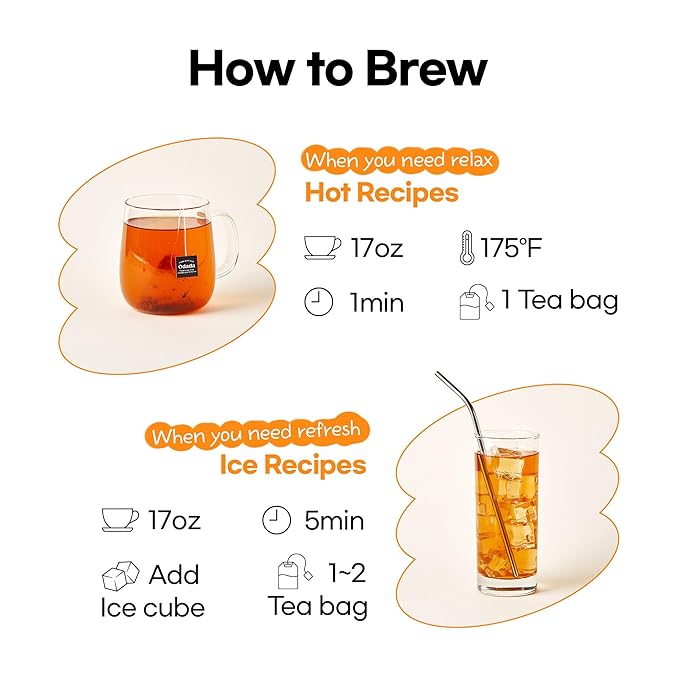 Odada Sweet Orange Tea Rooibos &amp Schisandra Blend – Caffeine-Free Citrus Herbal Tea for Hydration &amp Daily Wellness Natural Antioxidants Zero Sugar 24 Tea Bags