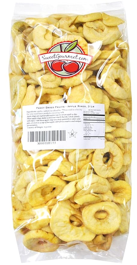Fancy Dried Fruits- Dried Fuji Apple Rings 3 lb by Green Bulk