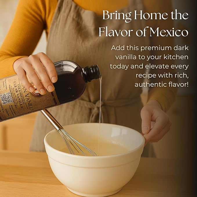 Pure Clear Mexican Vanilla Extract (33.81 fl oz)– Gluten-Free Coumarin-Free Vanilla for Baking Cakes Cookies Coffee &amp Desserts – Cold Pressed Natural Vanilla