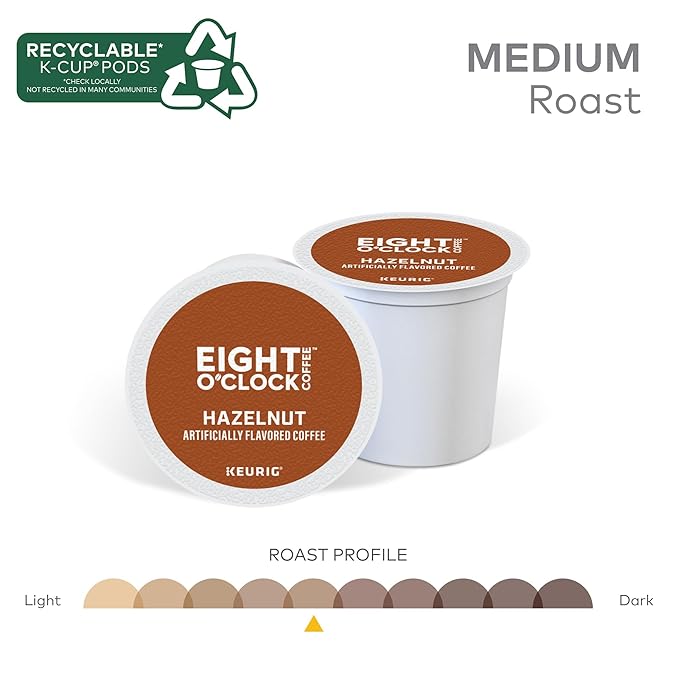 Eight O'Clock Coffee Hazelnut Single-Serve Coffee K-Cup Pods Medium Roast 60 Count