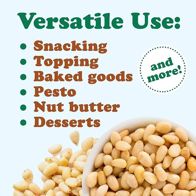 Food to Live Organic Pine Nuts 8 Ounces – Non-GMO Whole Raw Pignolias Unsalted No Shell Vegan Kosher Bulk Snack. Rich in Vitamin E Protein. Great for Pesto Salads Homemade Desserts