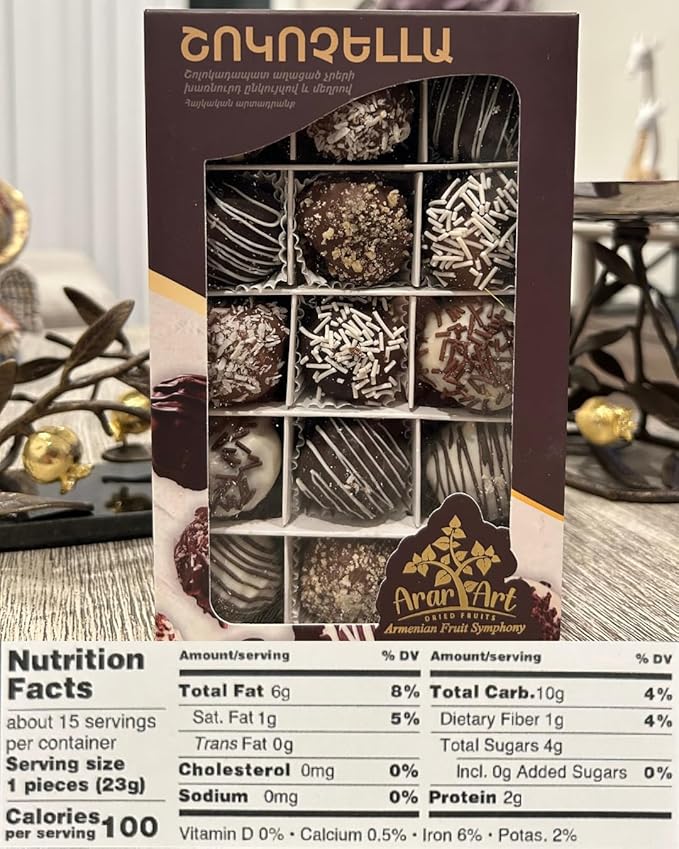 CHOCOCHELLA (12.3oz) – Premium Armenian Gourmet Delights | Walnuts &amp Dried Fruits Coated in Dark White &amp Milk Chocolate | 100% Natural No Added Sugar | Handcrafted Gift Box | Healthy &amp D