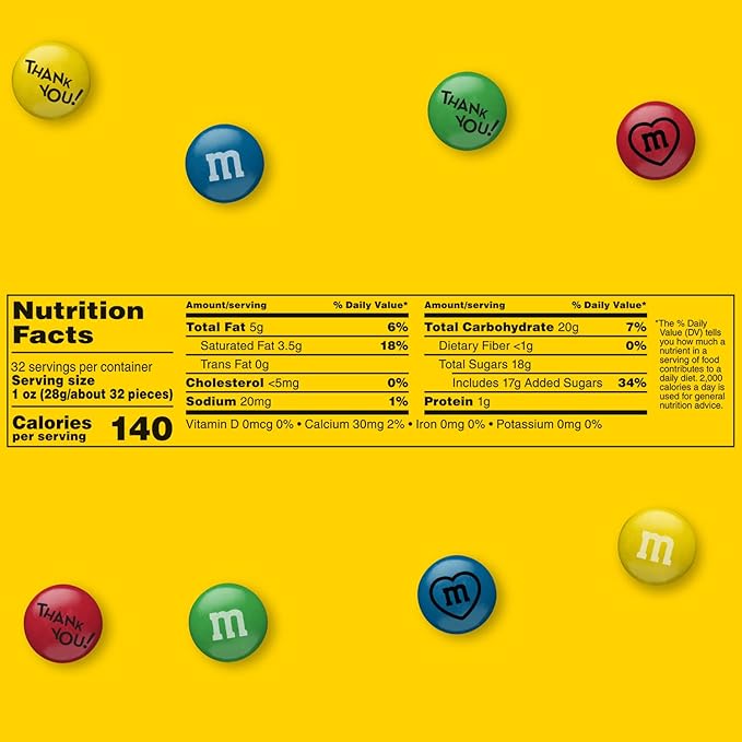 M&ampM'S Pre-Designed Thank You Milk Chocolate Candy 2lbs with Printed Thank You Themed Graphics Bulk Candy for Gifts Parties Appreciation