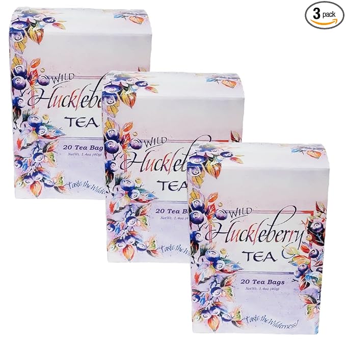 Wild Huckleberry Tea Bags From Montana (3 Pack - 60 Tea Bags). Black Ceylon Tea with Huckleberry Natural Flavors.