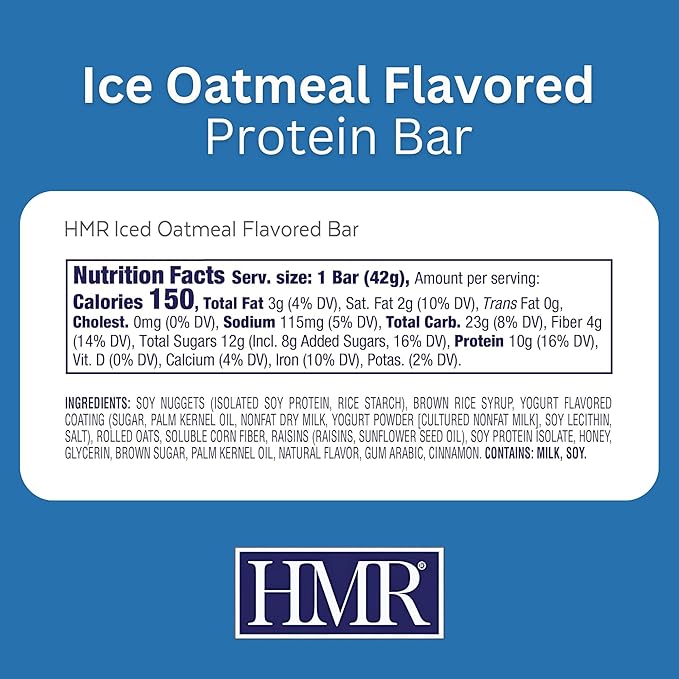 HMR Iced Oatmeal Protein Bar 24 Count | Nutritious Snack to Support Weight Maintenance | Low Calorie Dessert | 10g of Protein