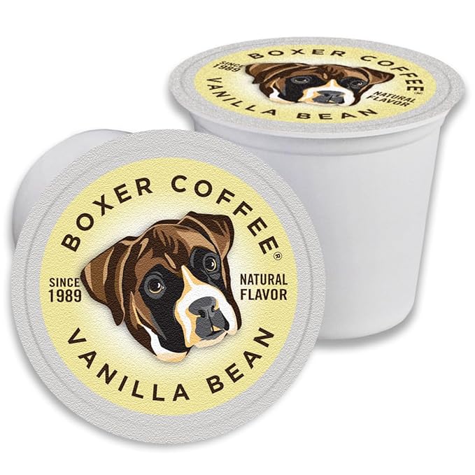 Boxer Coffee Vanilla Naturally Flavored Pods compatible with Keurig K-Cup 48 count