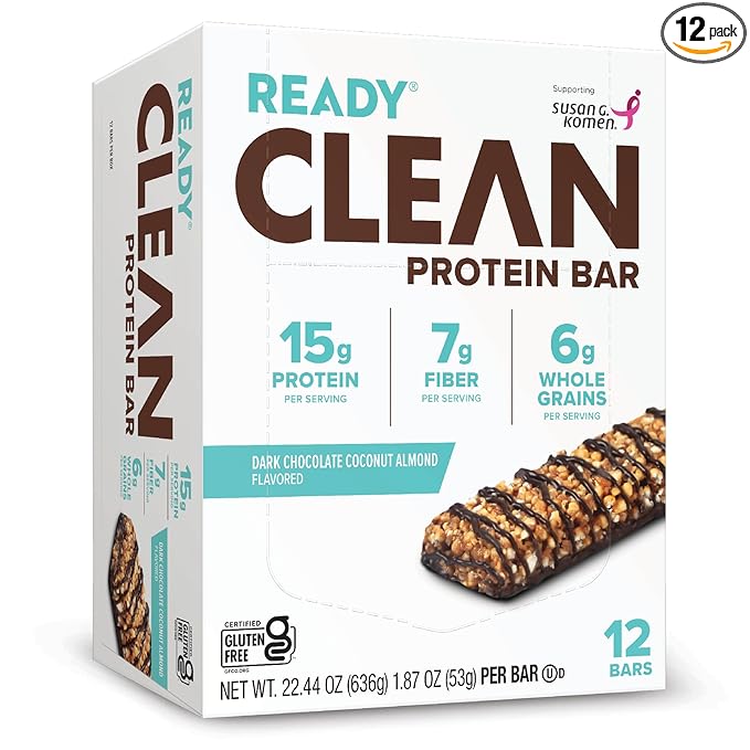 Ready® Protein Bars – High-Protein Snack with 15g Whey Protein With Flaxseeds and Omega-3s for Sustained Energy Supports Lean Muscle and Recovery No Artificial Sweeteners – Dark Chocolate Coconut A