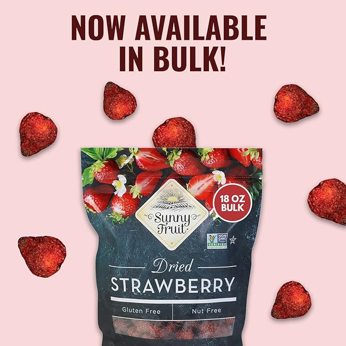 Sunny Fruit Soft-Dried Strawberries 18 Ounce Bulk Bag | Dried Fruit with Added Sugar | Great Berries for Baking Snacking Smoothies Charcuterie | NON-GMO GLUTEN-FREE NUT-FREE KOSHER