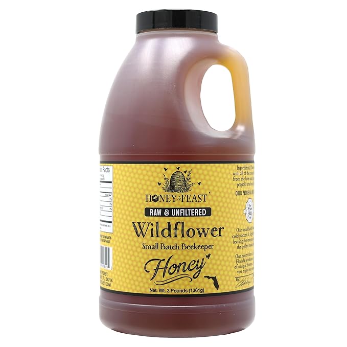 HONEY FEAST 3 Pounds Raw Wildflower Honey | from American Organic floral sources