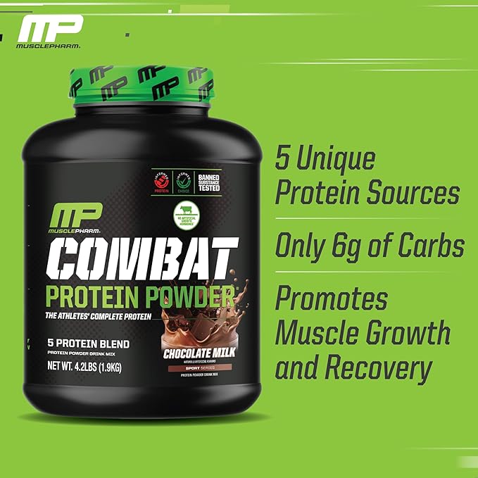 Muscle Pharm Combat 4lb Chocolate Milk Protein and Combat Chocolate Chip Cookie Dough Sport Bars